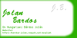 jolan bardos business card